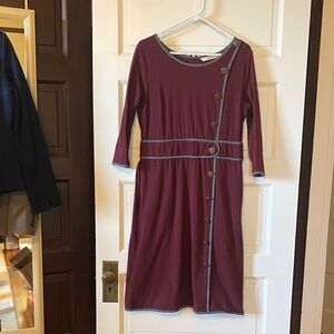 eShakti Burgundy and Gray Dress